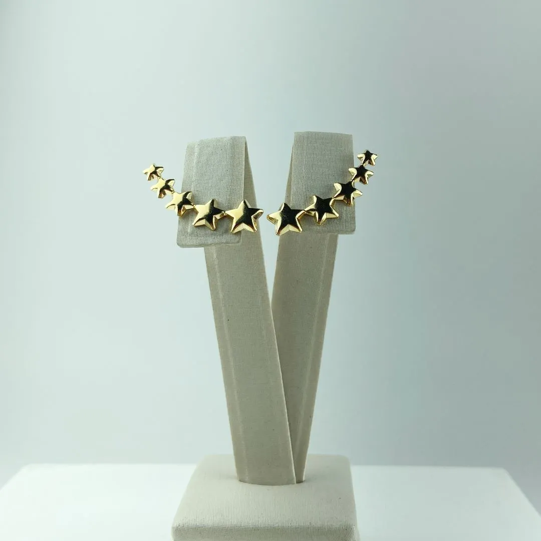 Brinco Ear Cuff Design de Estrelas Folheado a Ouro 18k
