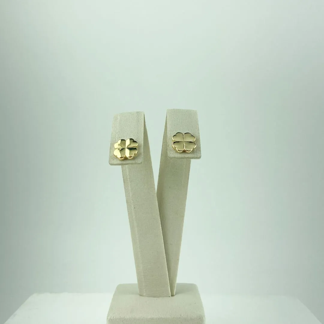 Brinco Trevo Quatro Folhas Folheado a Ouro 18k