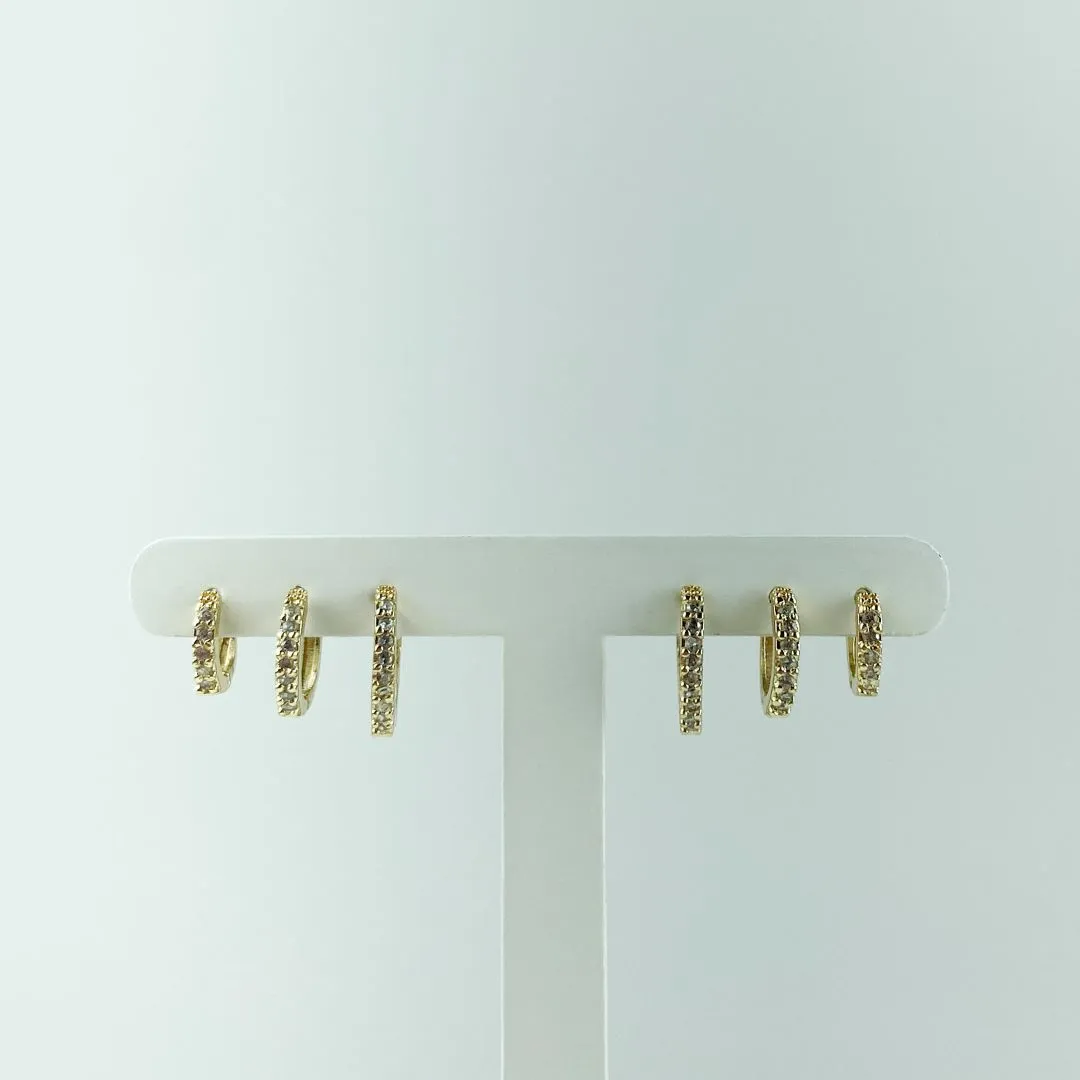 Brinco Trio Argolinhas Folheado a Ouro 18k