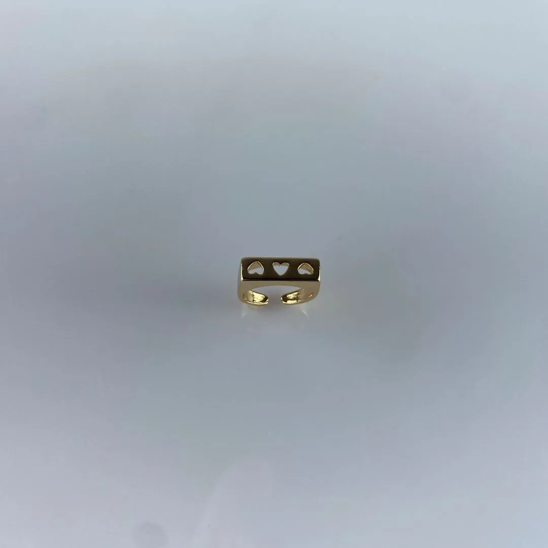 Anel Ajustável Corações Folheado a Ouro 18k