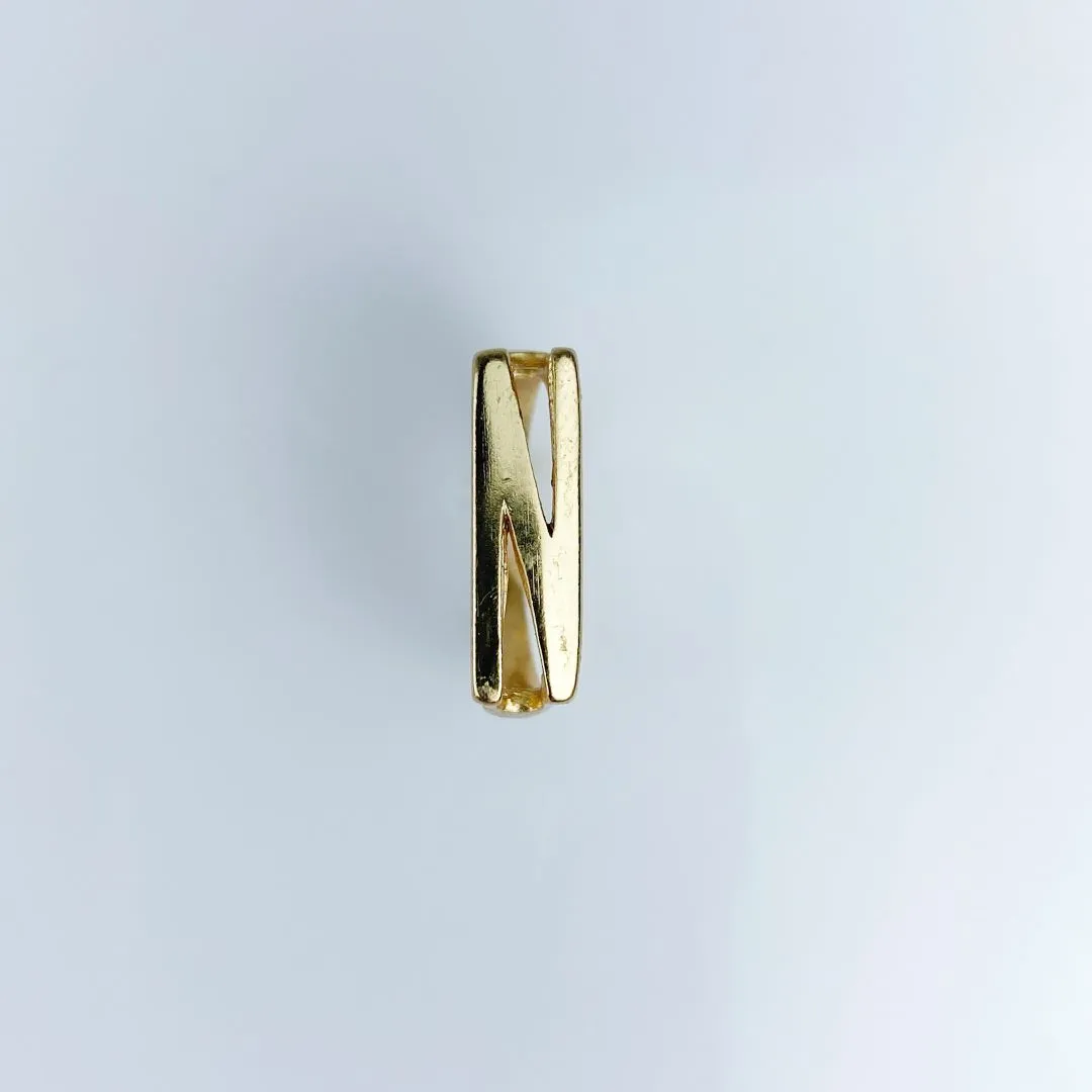 Anel Ajustável Letra N Folheado a Ouro 18k