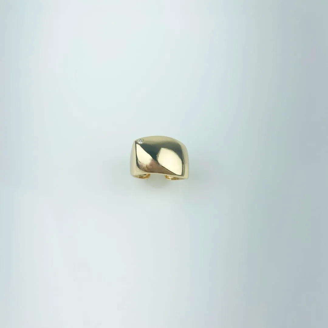 Anel Ajustável Liso com Ponto em Zircônia Folheado a Ouro 18k