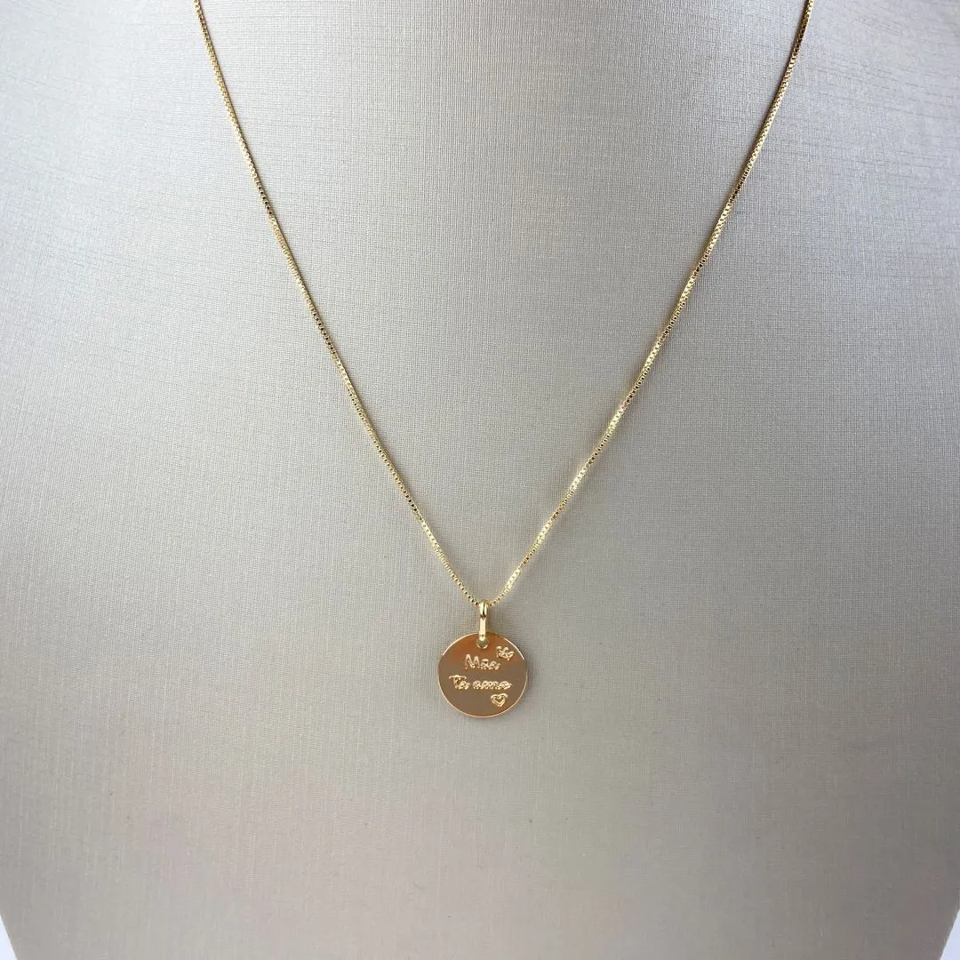Colar com Pingente Mãe Te Amo Folheada a Ouro 18k