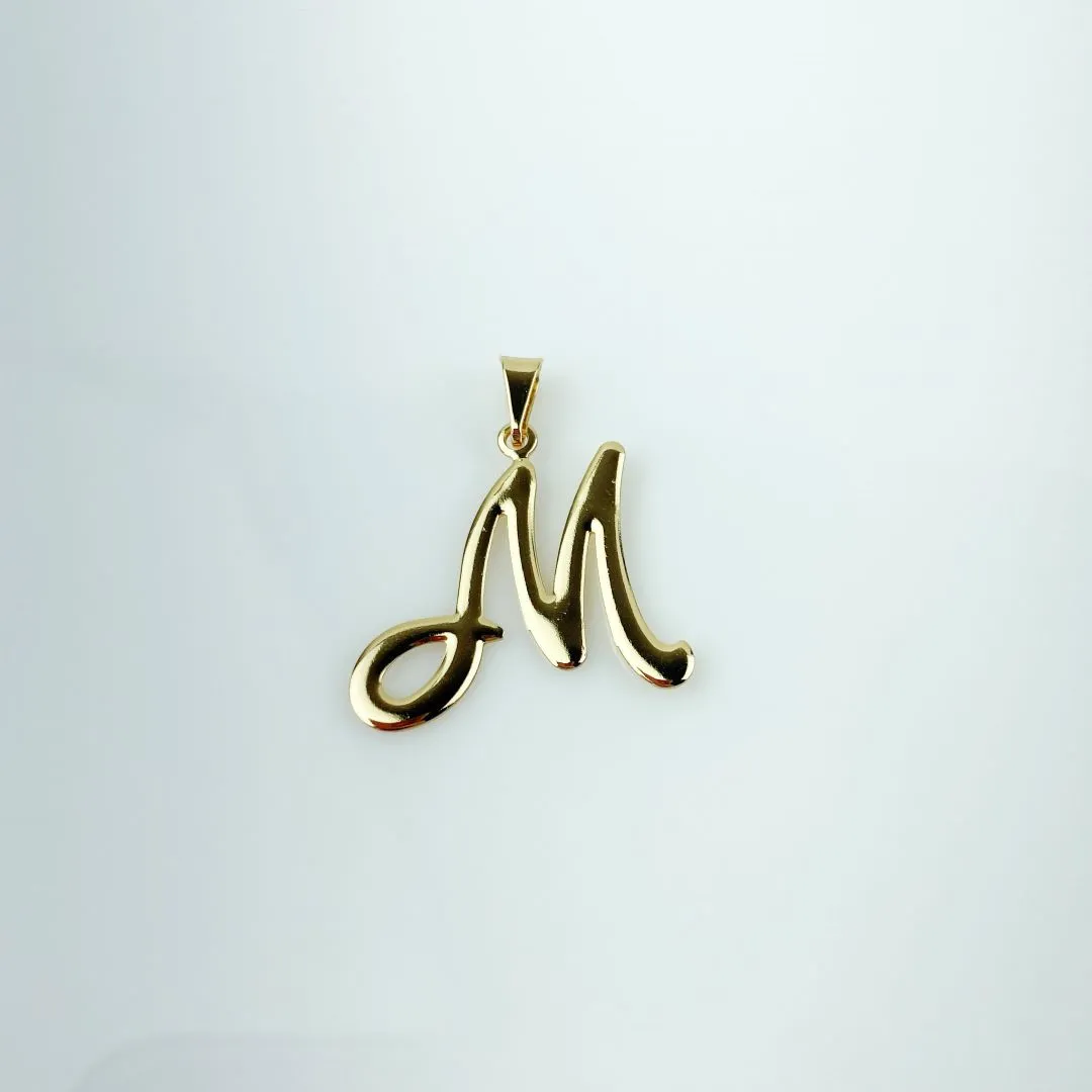 Pingente Letra M Folheado a Ouro 18k