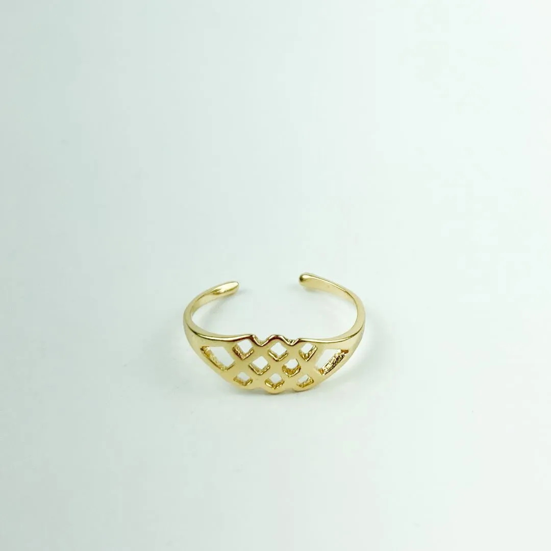 Anel Ajustável Aros Vazados Folheado a Ouro 18k