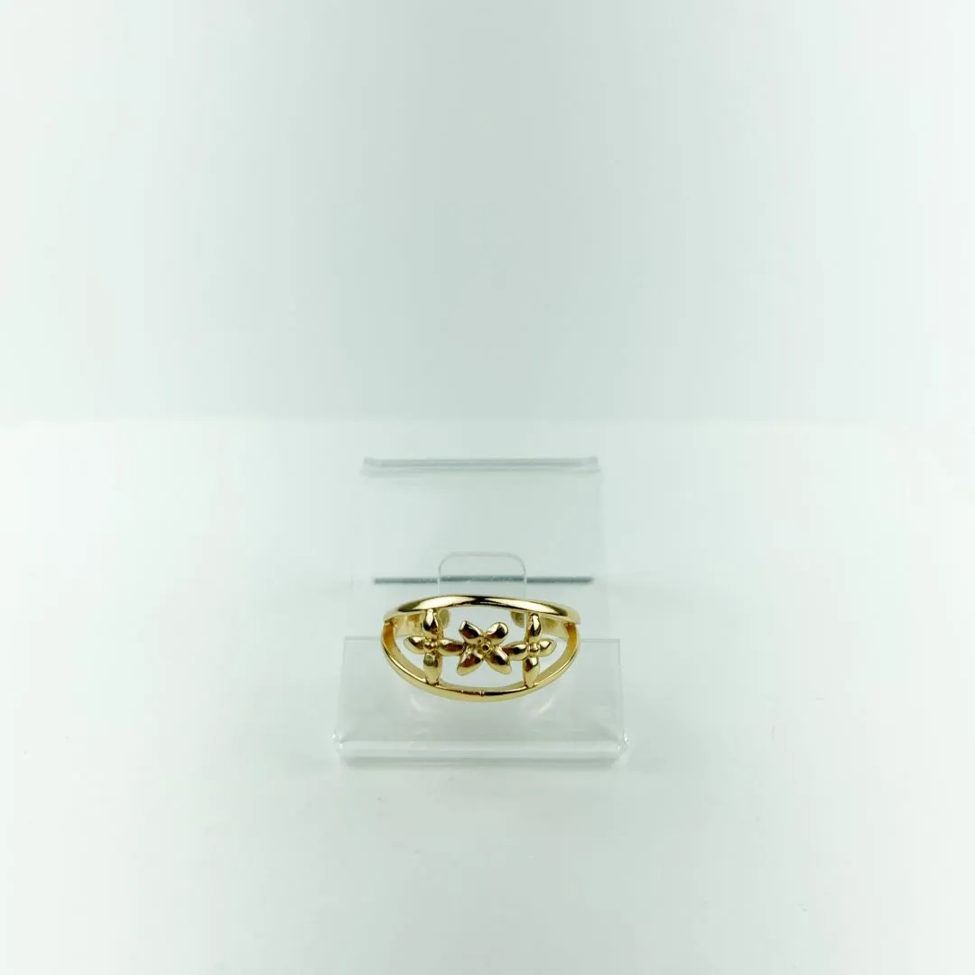 Anel Ajustável Flores Folheado a Ouro 18k