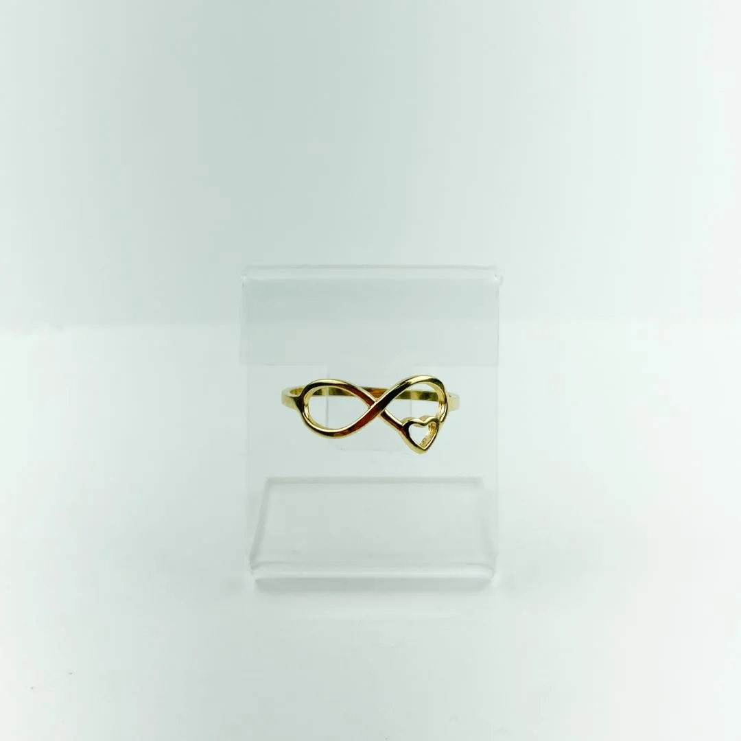 Anel Design Infinito com Coração Folheado a Ouro 18k