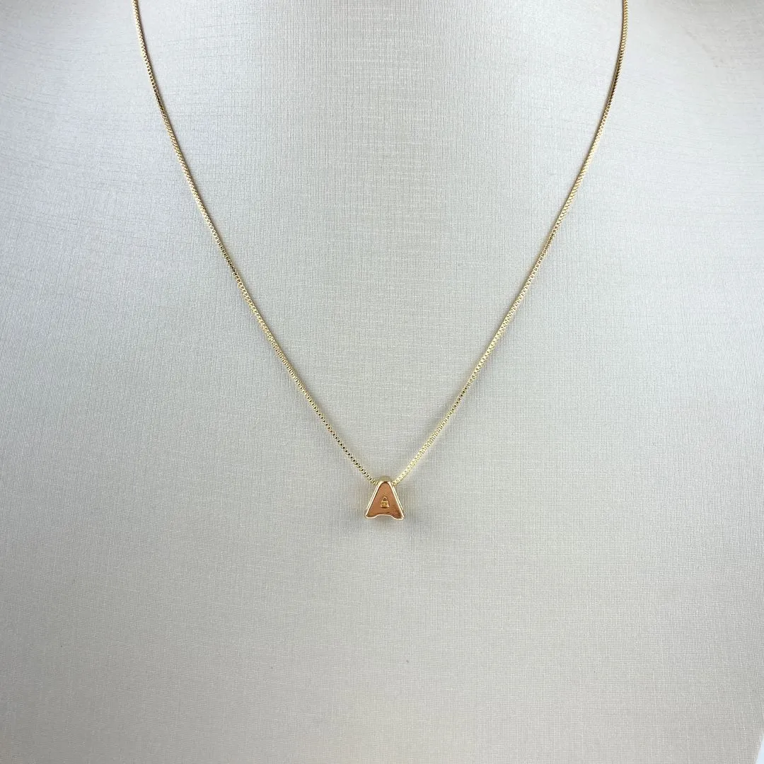Colar Veneziana com Pingente Letra A Dupla Folheado a Ouro 18k