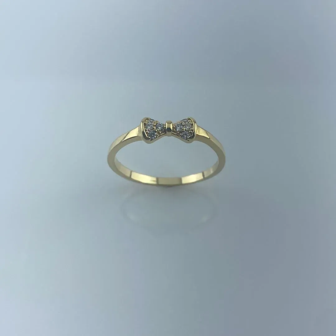Anel Laçinho com Microzircônias Folheado a Ouro 18k