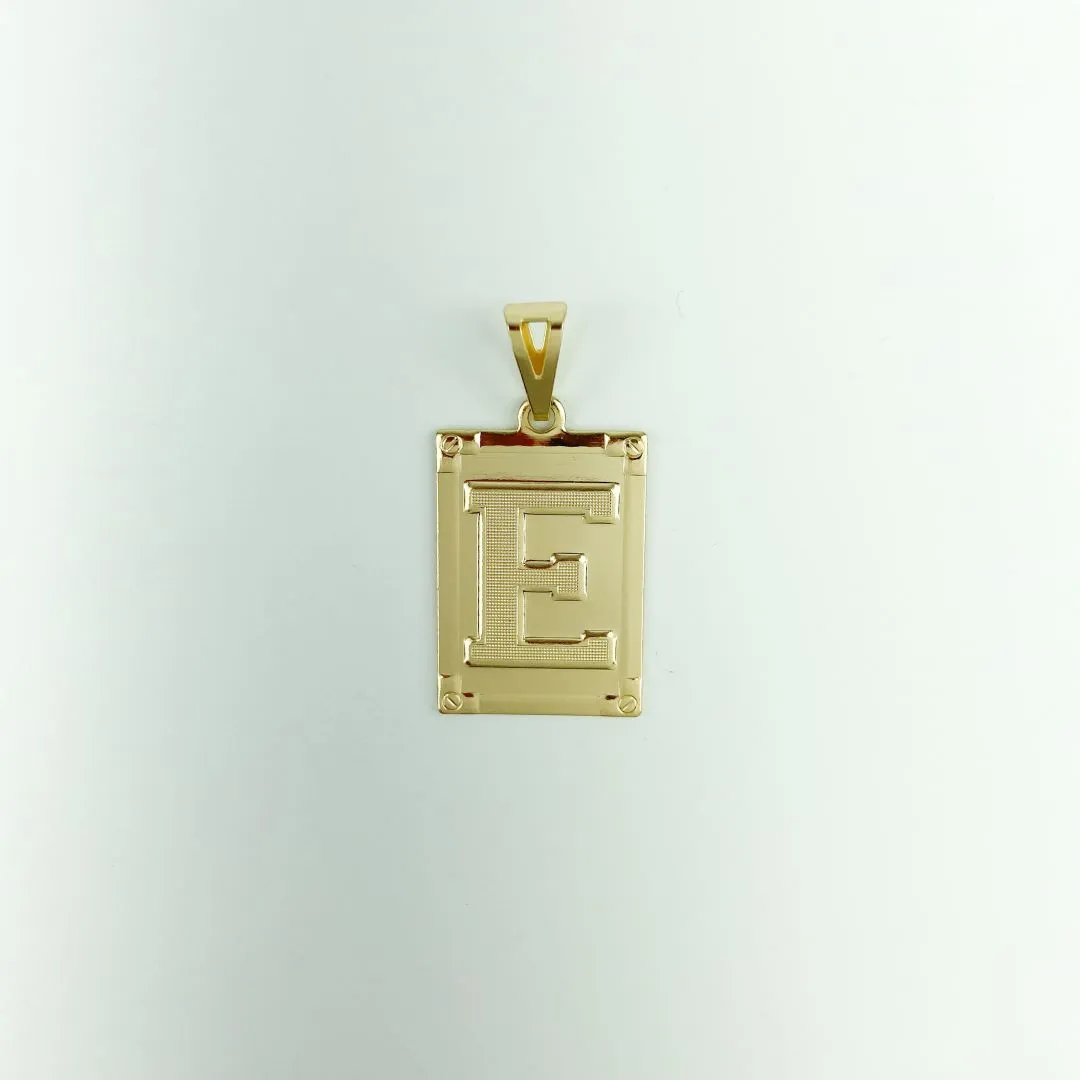 Pingente Placa Letra E Folheado a OUro 18k