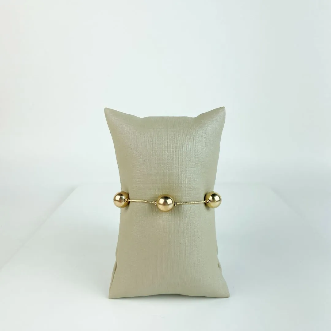 Pulseira Bolas com Rabinho de Rato Folheado a Ouro 18k