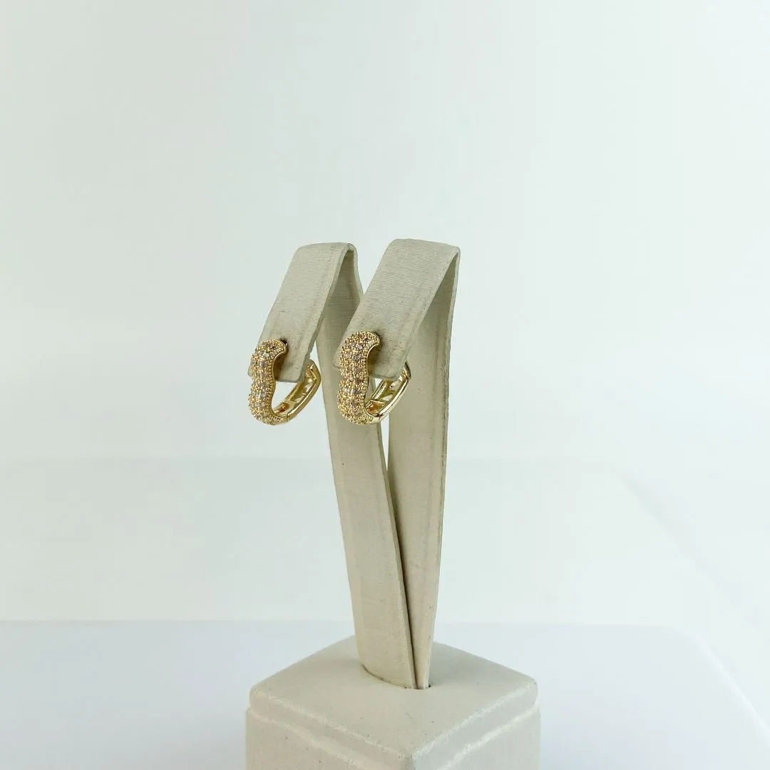 Brinco Argola Coração Cravejado em Zircônias Folheado a Ouro 18 K
