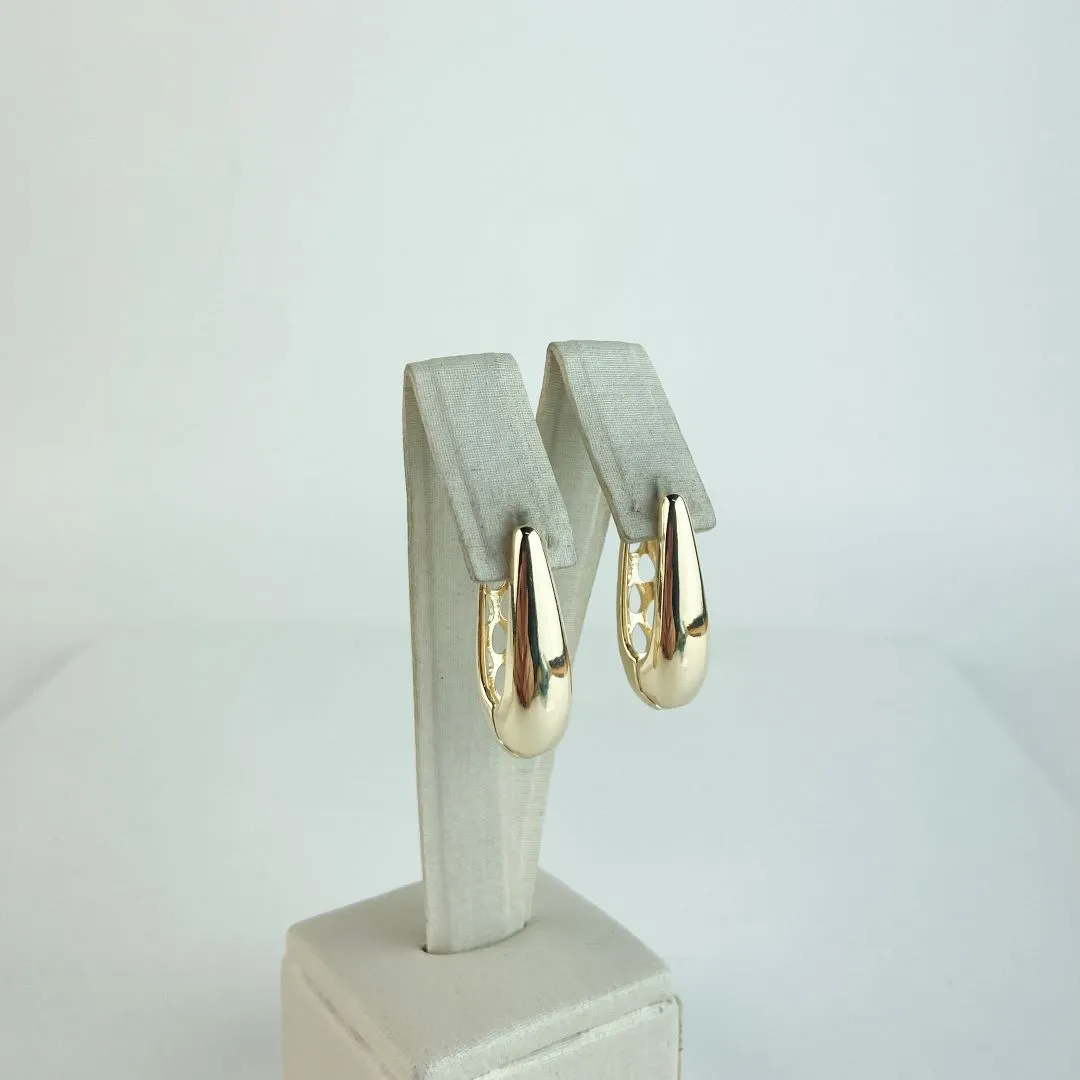 Brinco Argola Gota Lisa e Vazada Folheado a Ouro 18k