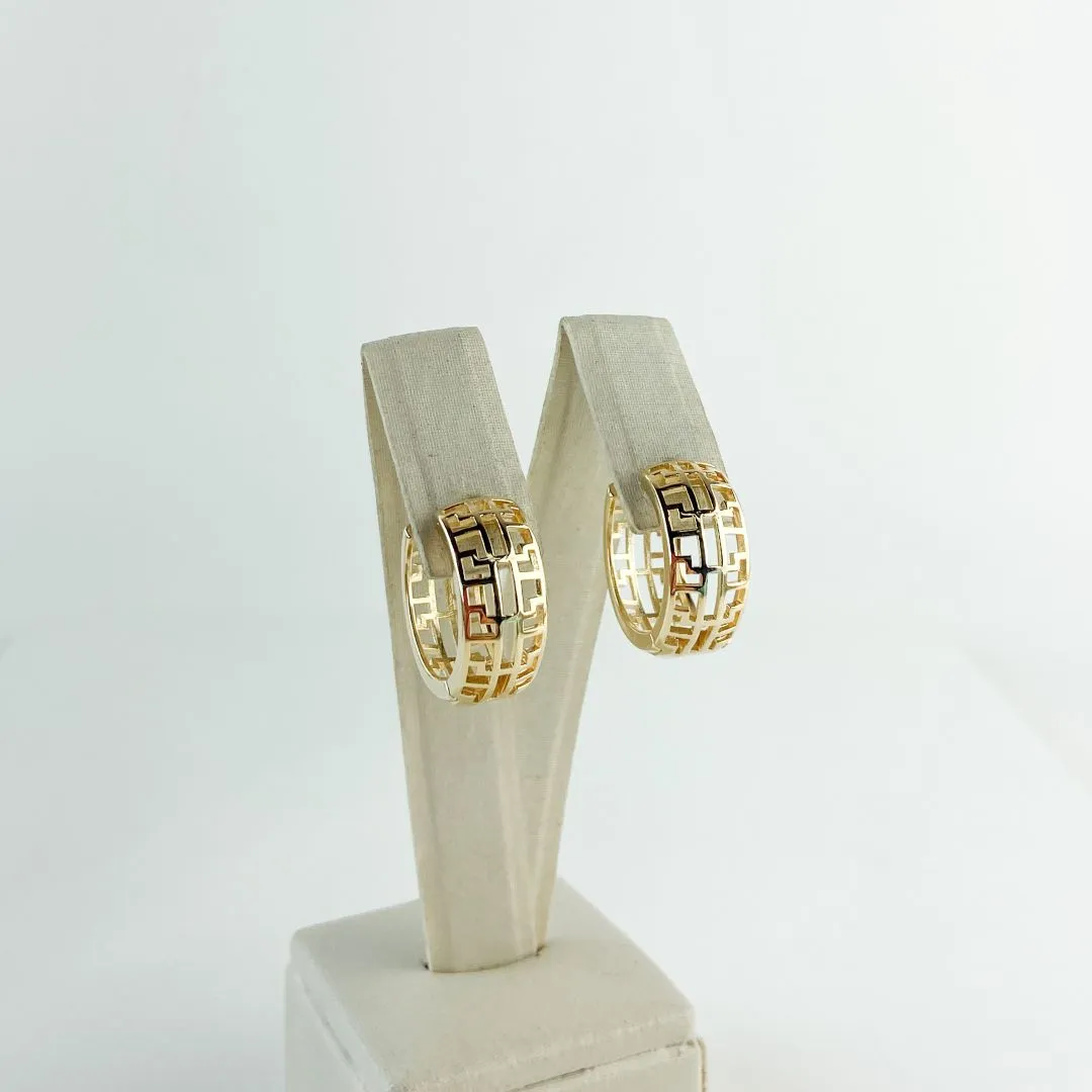 Brinco Argola Labirinto Folheado a Ouro 18 K
