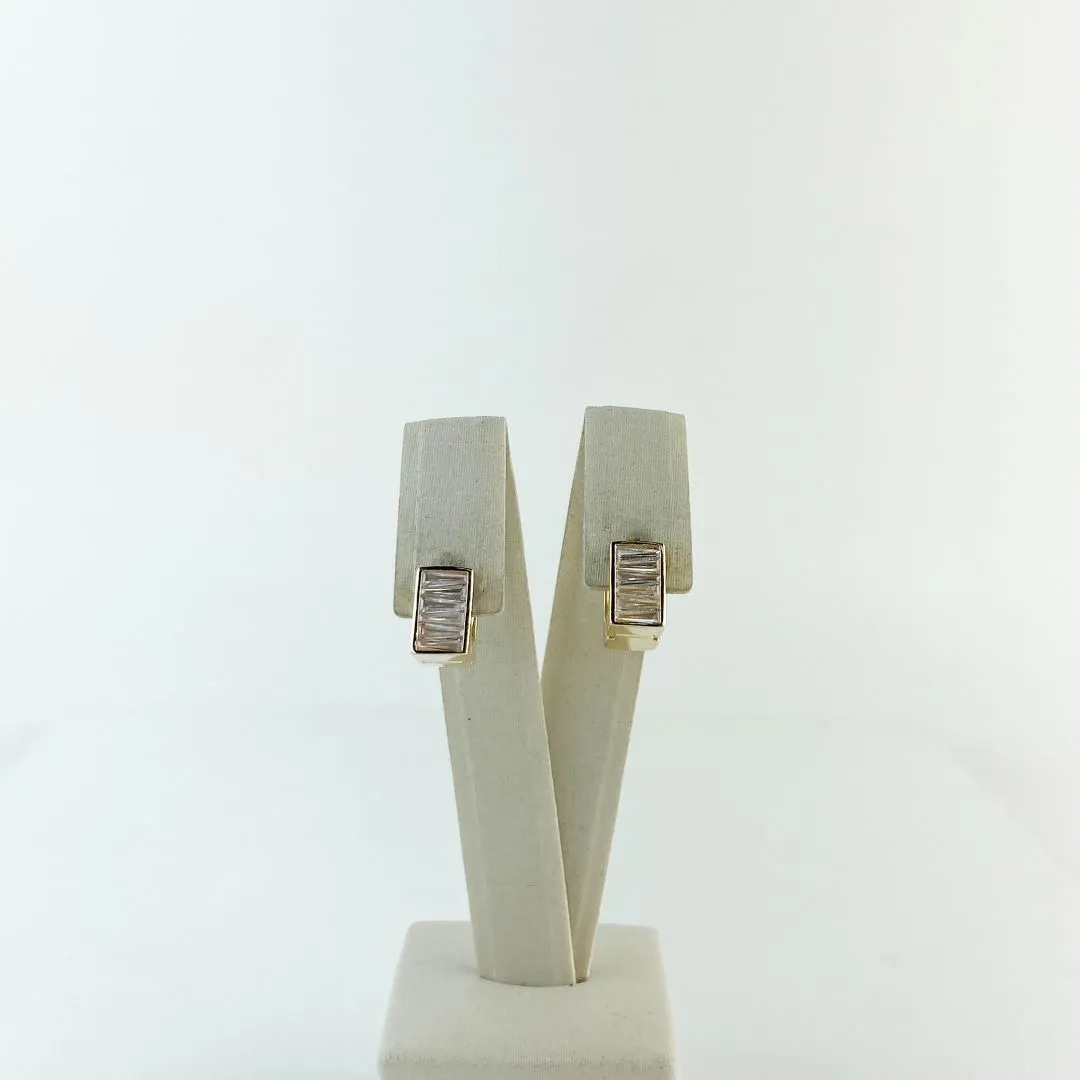 Brinco Argola Quadrada em Zircônia Folheado a Ouro 18 K