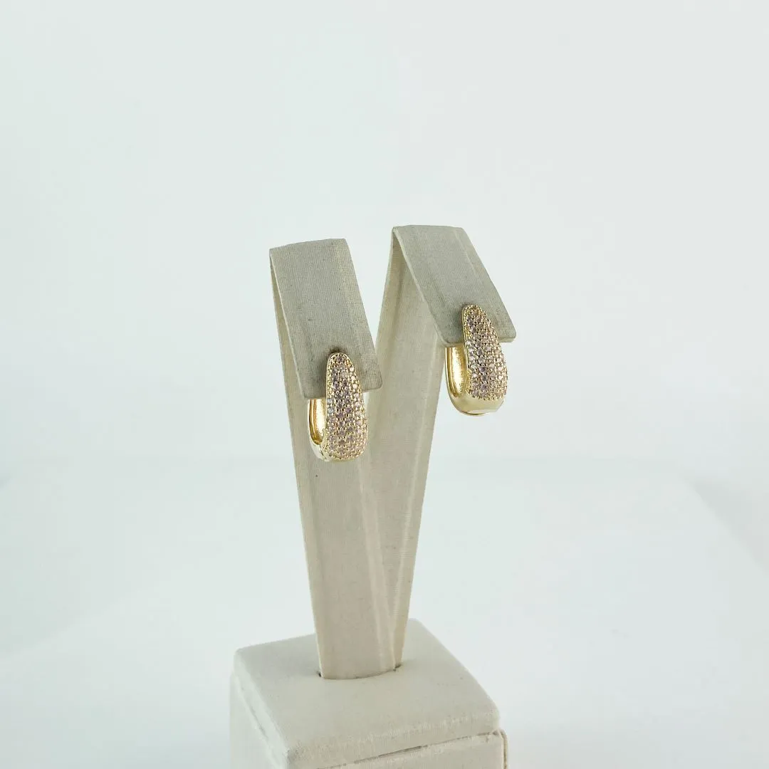 Brinco Gota Cravejado em Zircônias Folheado a Ouro 18 K