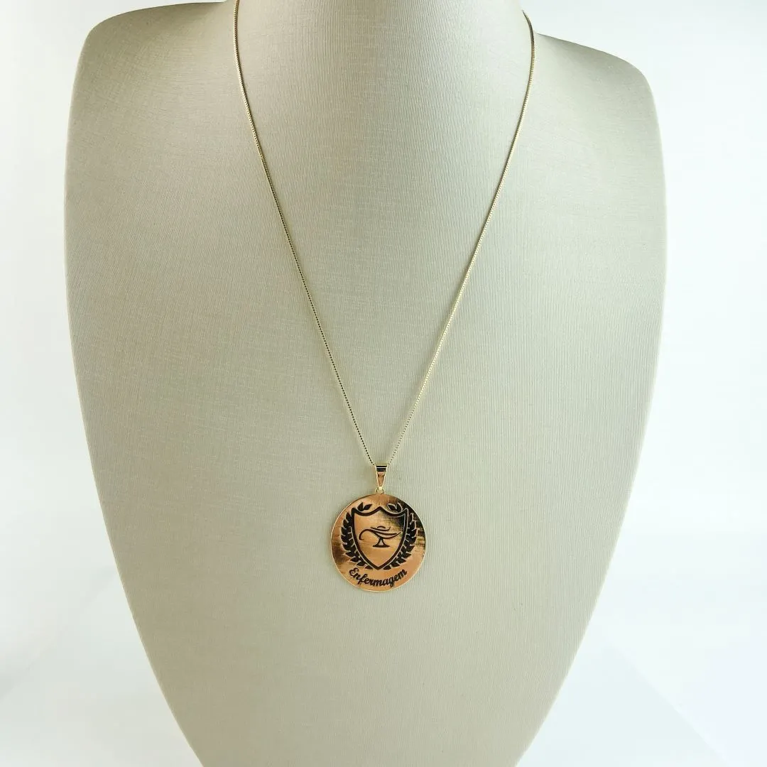 Colar Veneziana Profissões - Enfermagem - Folheado a Ouro 18k