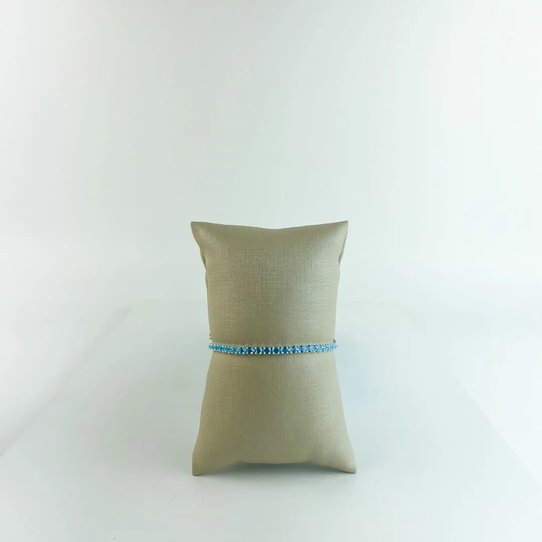 Pulseira Veneziana Ajustável Riviera Aqua Marine Folheado em Prata