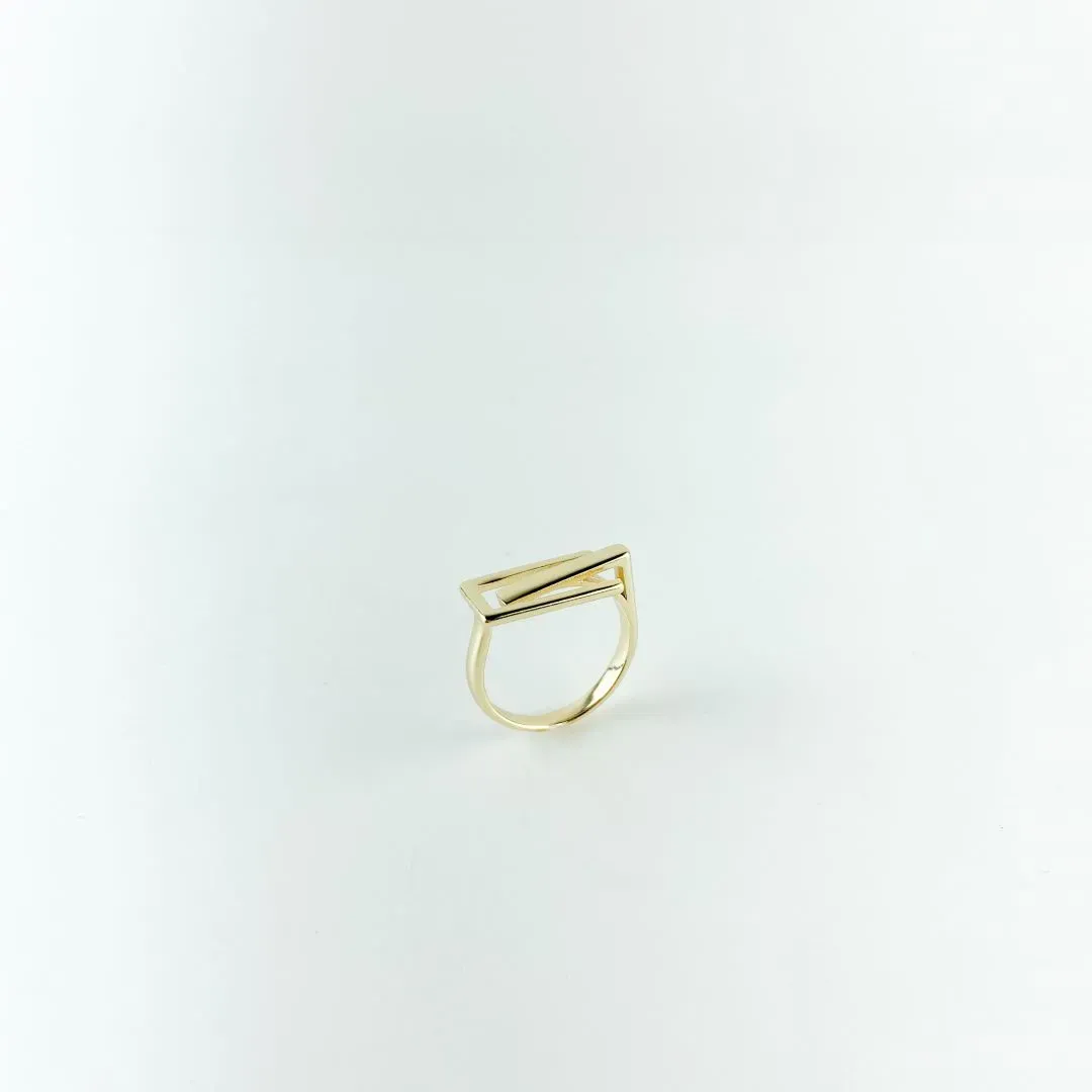 Anel Geométrico Folheado a Ouro 18k