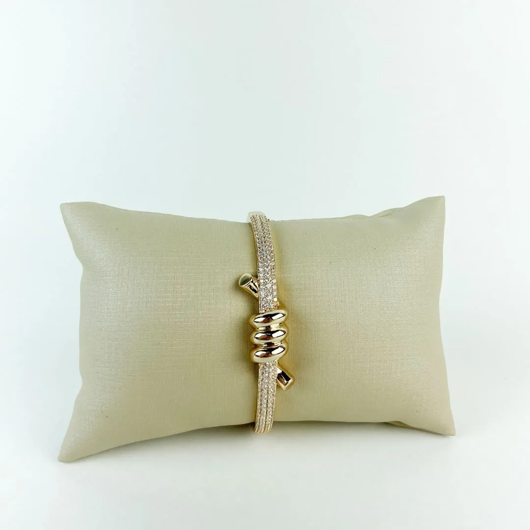 Bracelete Nó Cravejado em Zircônia Folheado a Ouro 18k