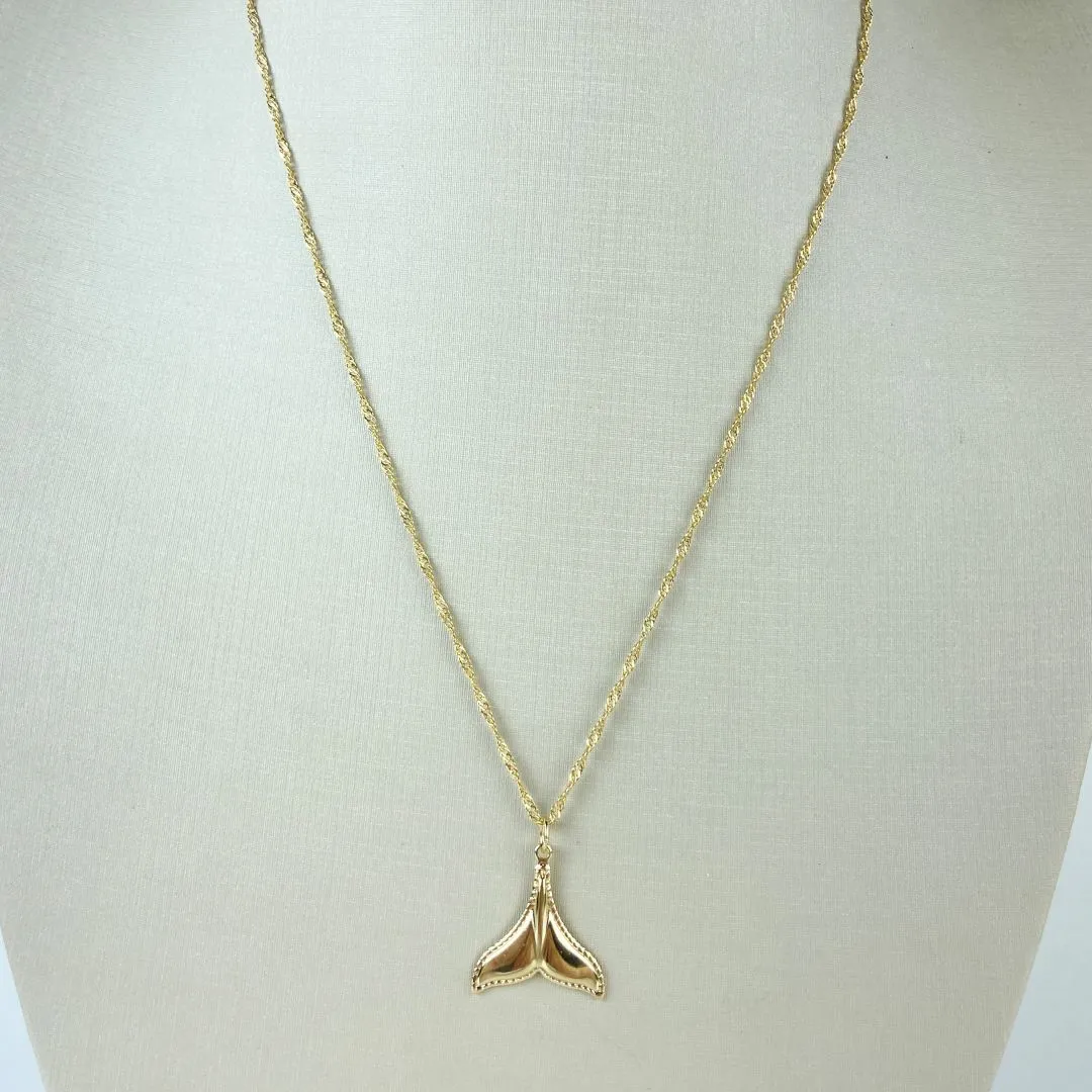 Colar Singapura com Pingente de Rabo de Baleia Liso Folheado a Ouro 18k