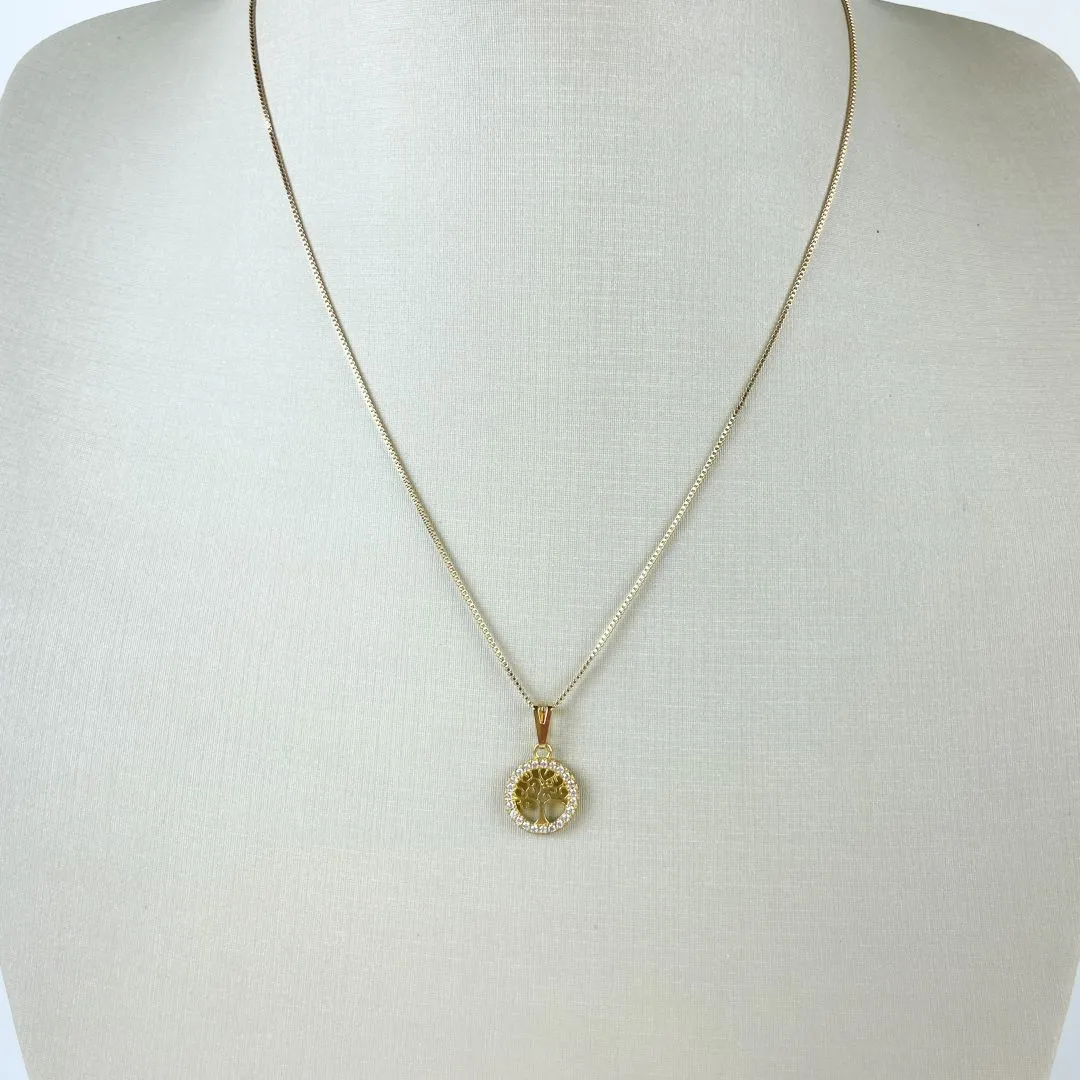 Colar Veneziana com Pingente Árvore da Vida Folheado a Ouro 18k