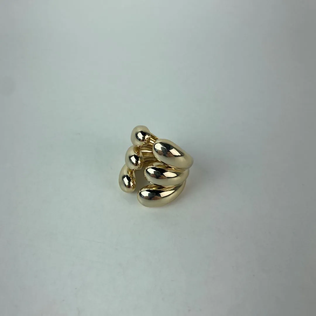 Anel Seis Gotas Lisas Folheado a Ouro 18k