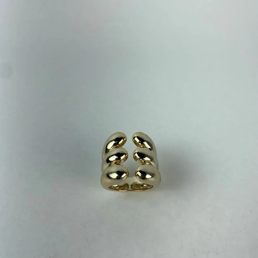 Anel Seis Gotas Lisas Folheado a Ouro 18k