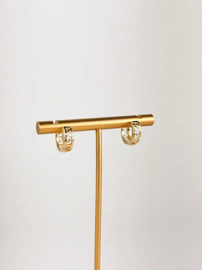 Brinco Argola Desenhada Folheado a Ouro 18k