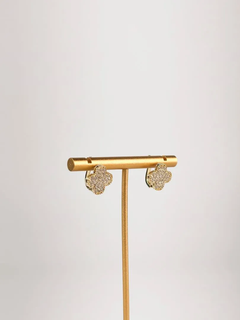 Brinco Trevo Inspiração Virginia Fonseca em Zircônia Folheado a Ouro 18k