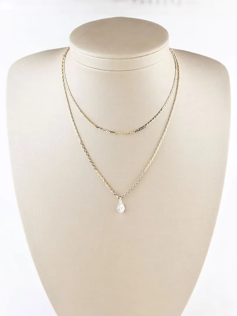 Colar Duplo com Ponto de Luz em Zircônia Folheado a OUro 18k