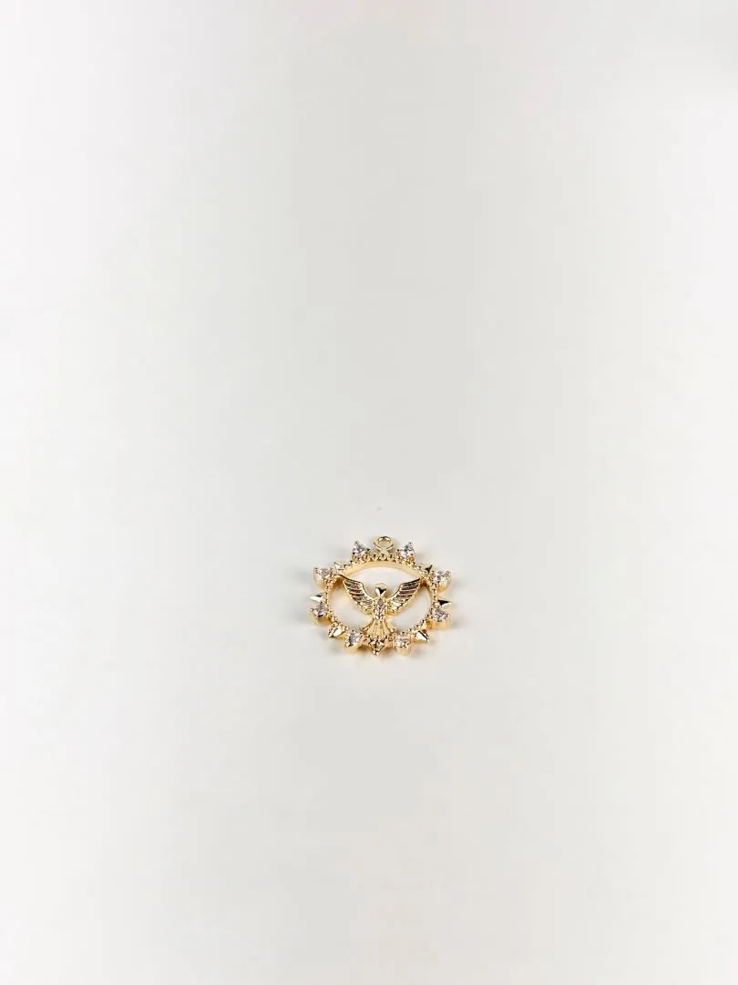 Pingente Espírito Santo Cravejado em Zircônias Folheado a Ouro 18k