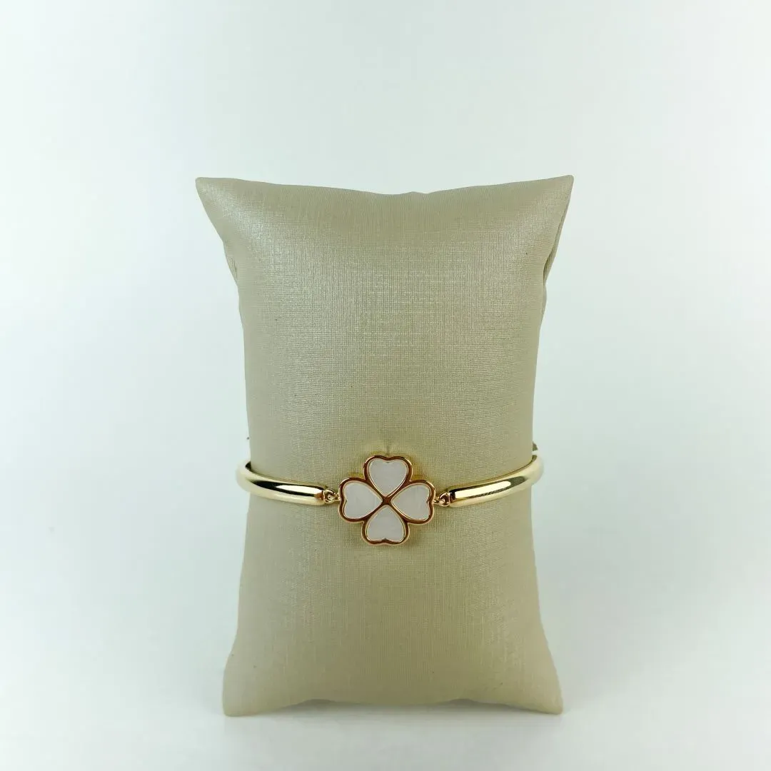 Pulseira Bracelete Inspiração Van Cleef em Zircônias Folheada a Ouro 18k