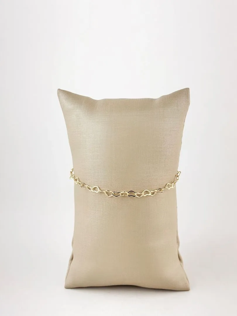Pulseira Elos de Coração Folheada a Ouro 18k