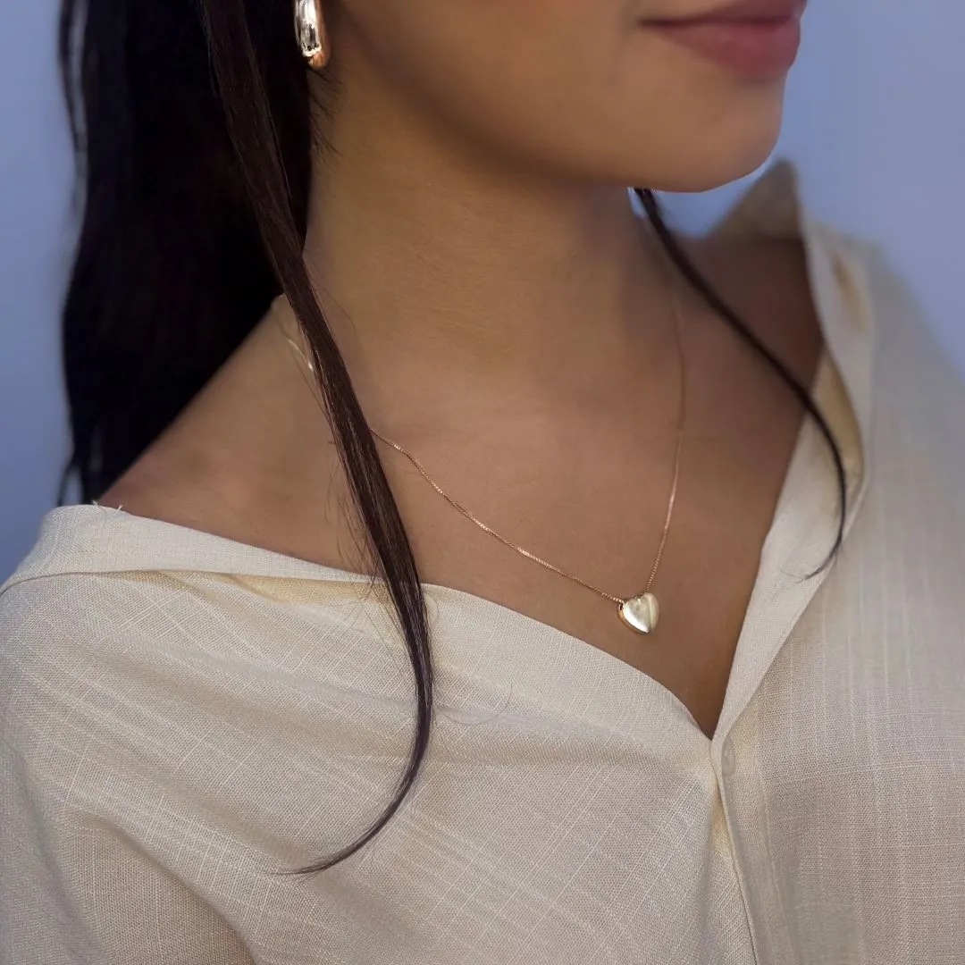 Colar Veneziana com Pingente de Coração Folheado a Ouro 18k