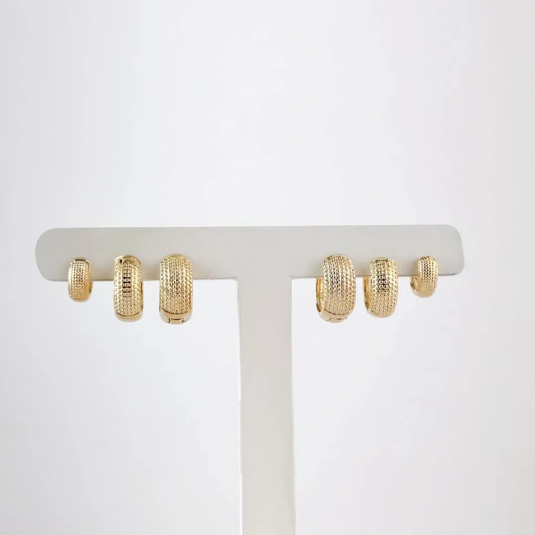 Brinco Trio Argola Martelada Folheado a Ouro 18k