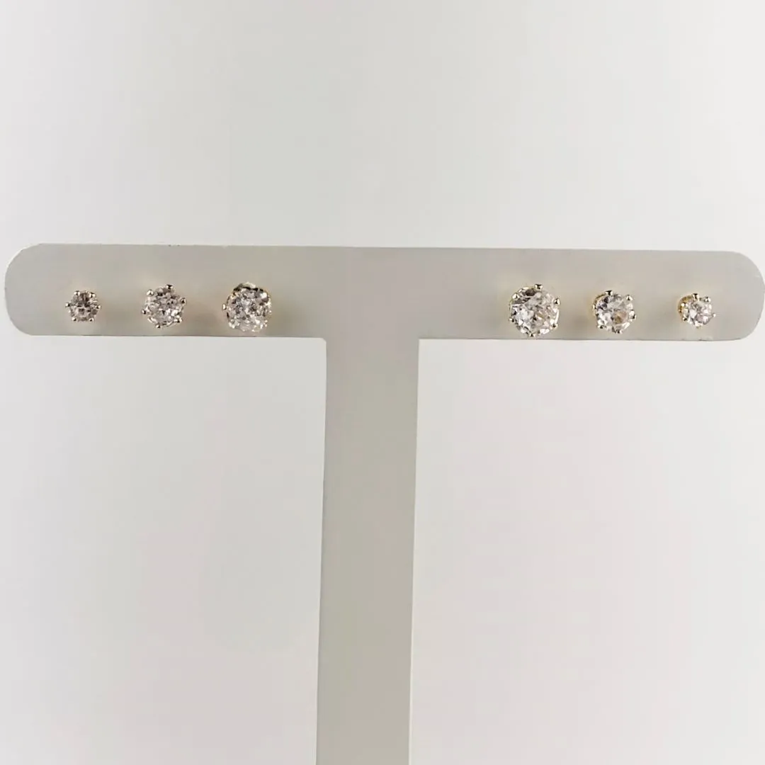 Brinco Trio Ponto de Luz Cristal Folheado a Ouro 18k