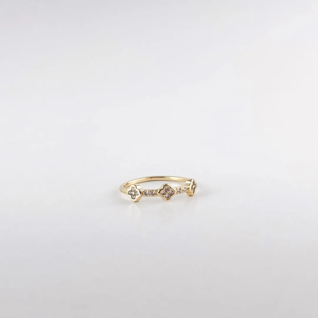 Anel Inspiração Van Cleef em Zircônias Folhado a Ouro 18k