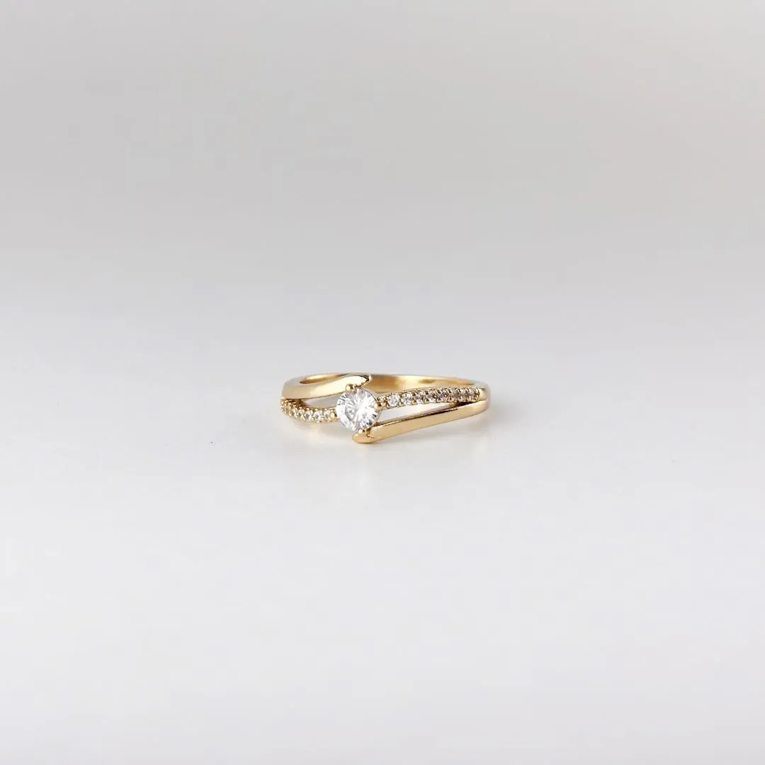 Anel Ponto de Luz Aros Triplos Cravejado em Zircônias Folheado a Ouro 18k