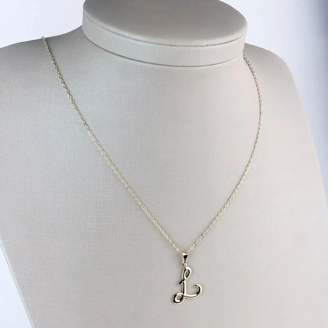 Colar Pingente Letra L Folheado a Ouro 18k