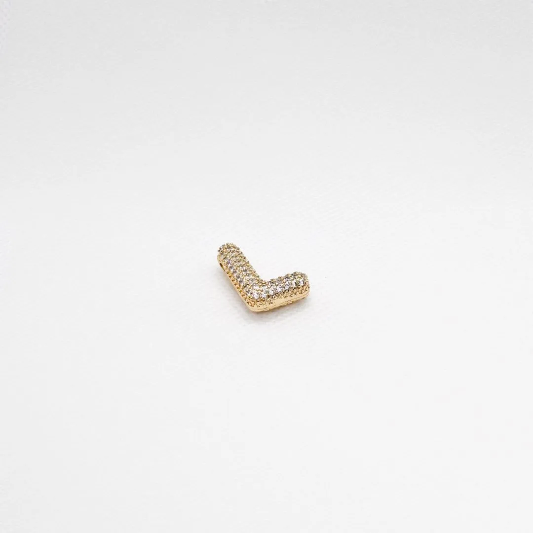 Pingente de Letra L Cravejada de Zircônias Vazada Folheado a Ouro 18k