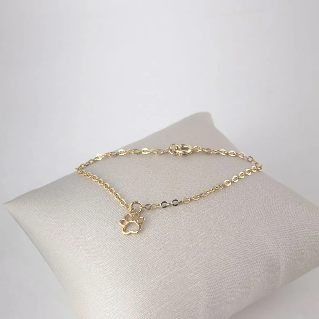 Pulseira Infantil com Pingente de Patinha Folheado a Ouro 18k