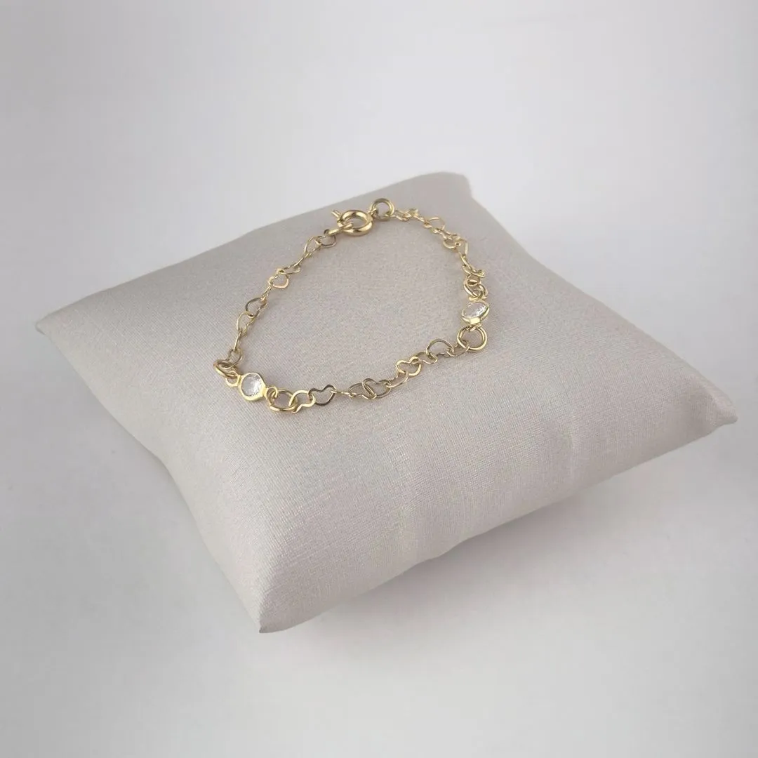 Pulseira Infantil Ponto de Luz Cravejada em Zircônias Folheada a Ouro 18k