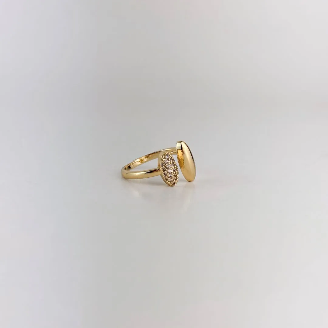 Anel Elipses Ajustável Cravejado em Zircônias Folheado a Ouro 18k