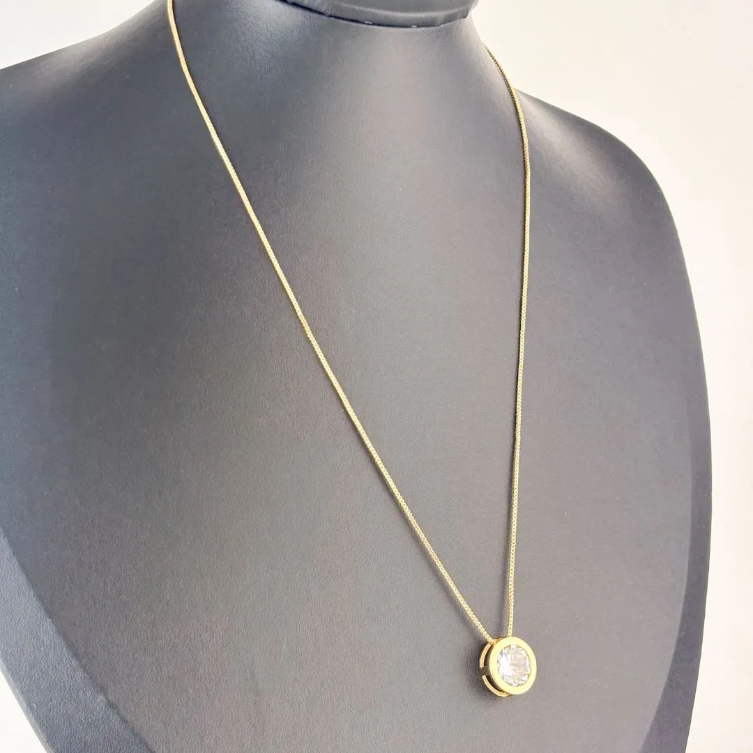 Colar Ponto de Luz Cravejado em Zircônias Folheado a Ouro 18k
