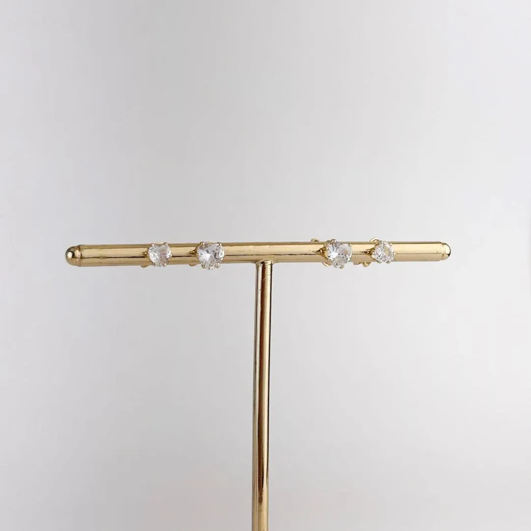 Brinco Duo Ponto de Luz Cravejado em Zircônias Folheado a Ouro 18k