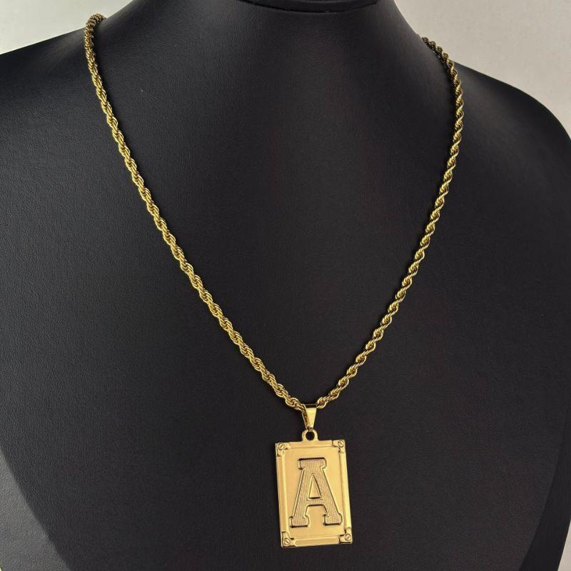 Colar Cordão Baiano com Pingente Letra A Folheado a Ouro 18k