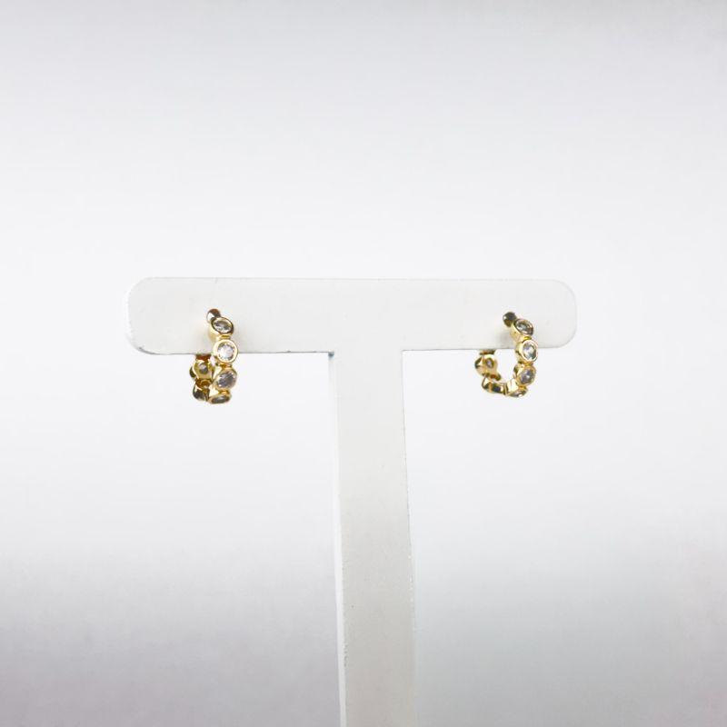 Brinco Argola Pontinhos de Luz em Zircônia Folheado a Ouro 18k