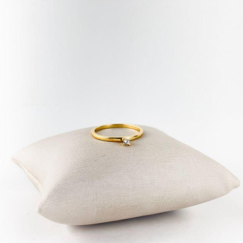 Anel Solitário Folheado a Ouro 18K