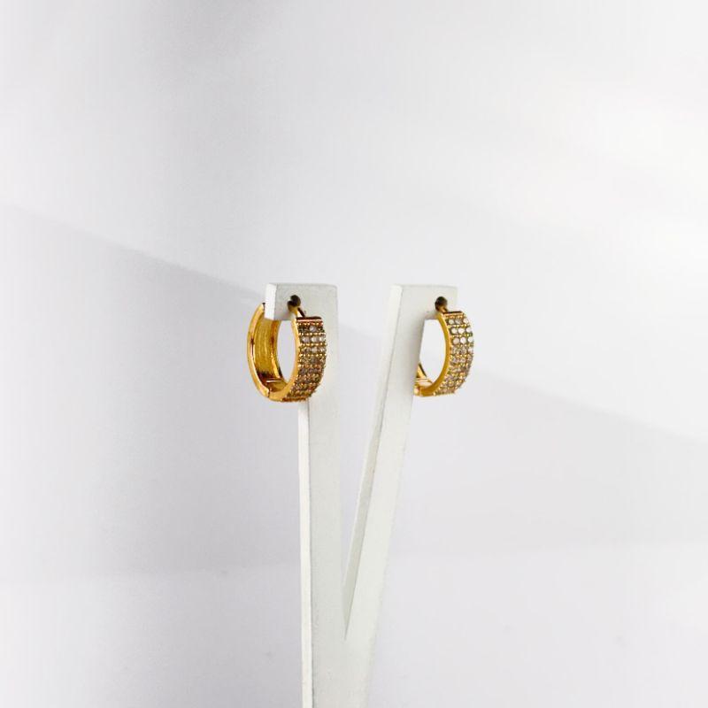 Brinco Argola em Zircônias Folheado a Ouro 18k